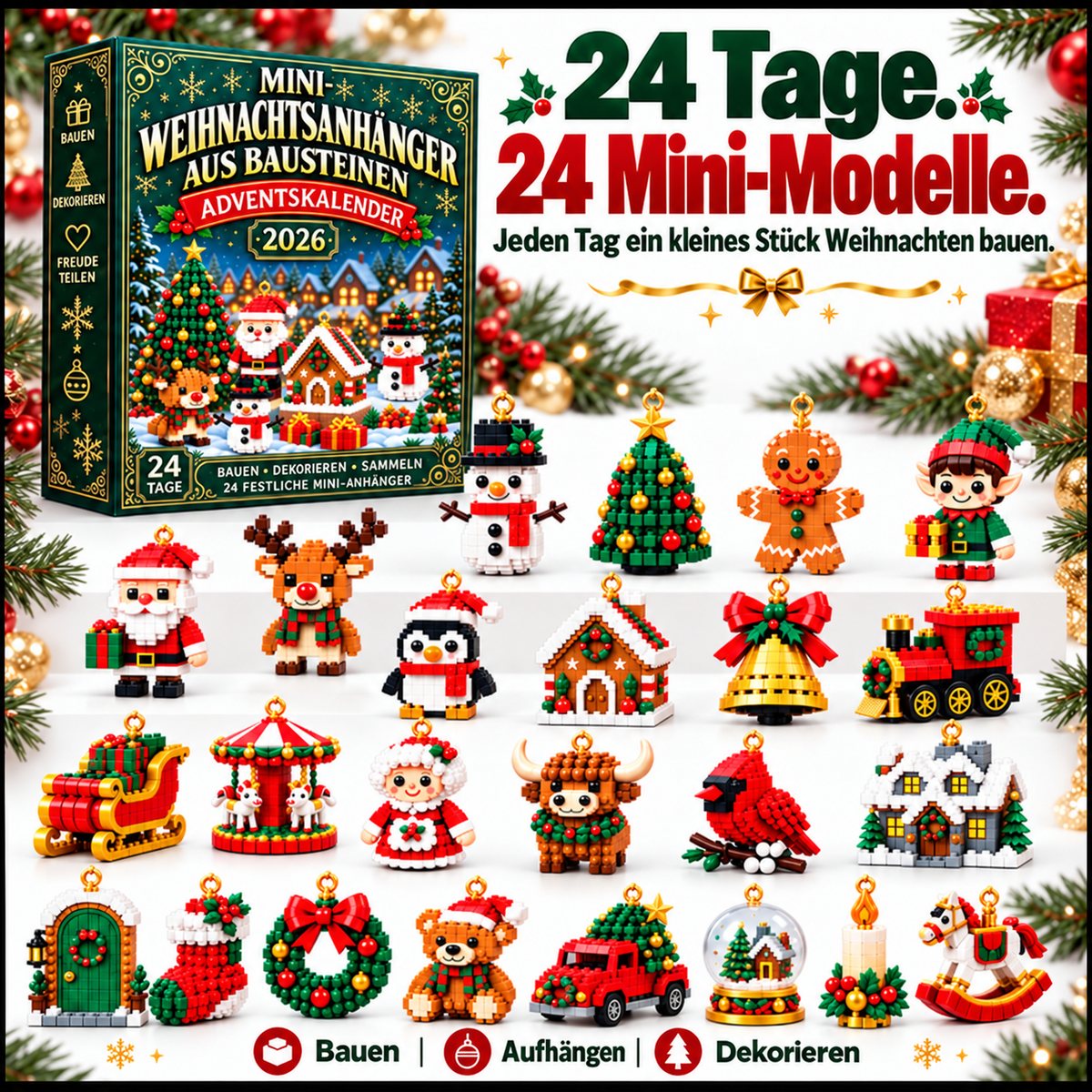 🎅 Nur heute 30 % Rabatt ✨ Weihnachts-Adventskalender mit Bausteinen – 24 Überraschungen für die Familie