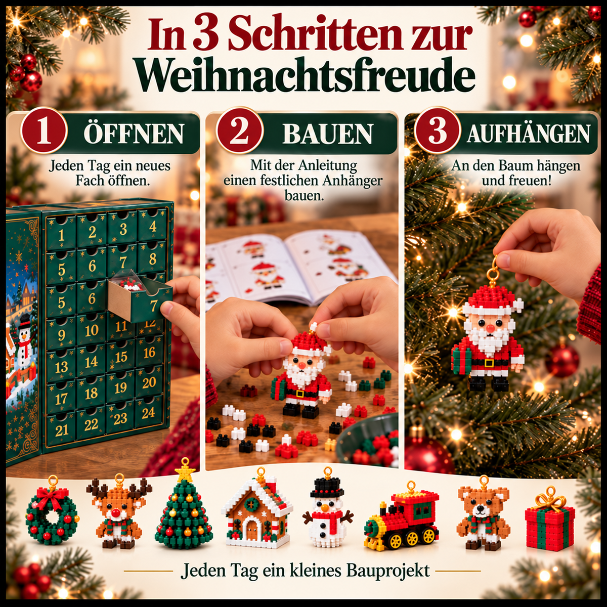 🎅 Nur heute 30 % Rabatt ✨ Weihnachts-Adventskalender mit Bausteinen – 24 Überraschungen für die Familie