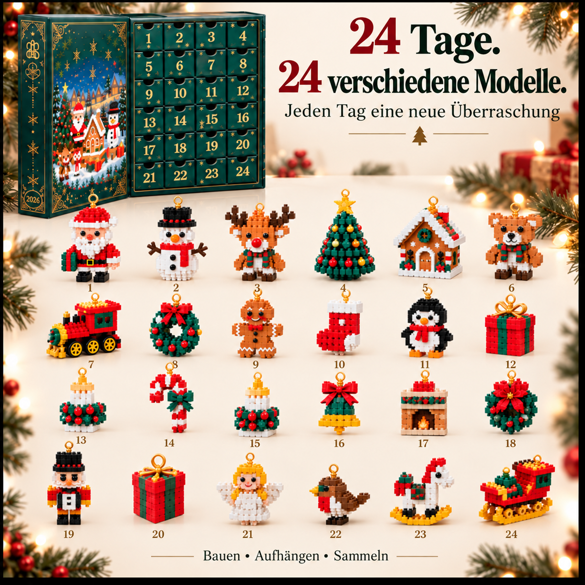 🎅 Nur heute 30 % Rabatt ✨ Weihnachts-Adventskalender mit Bausteinen – 24 Überraschungen für die Familie